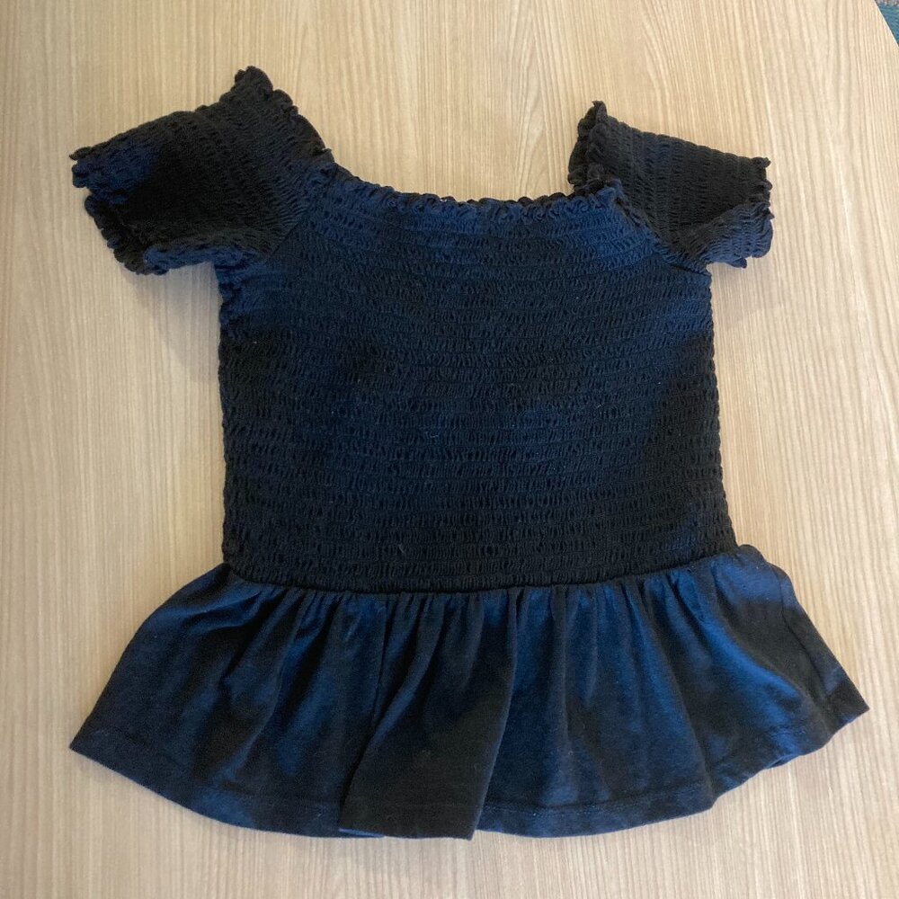 American Eagle Crop Top XS Xtra Small Black Gathered Ruffle Hem Boho Festival